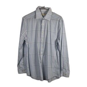 Michael Kors Shirt Men's‎ Blue Medium 15.5 -32/33 Slim Fit Stretch Long Sleeve